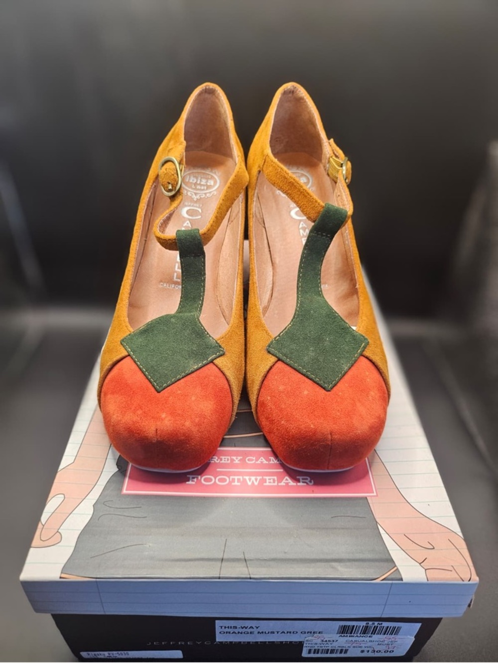 Jeffrey Campbell “This way” Suede shoes-Multicolor;size 8.5 New in Box;dust bag - Picture 7 of 9